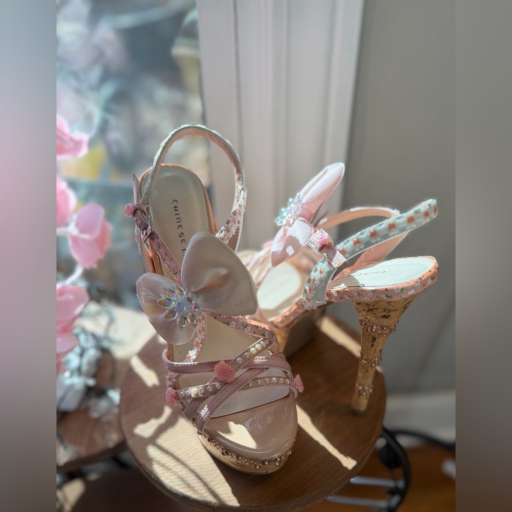 Custom HandAdorned OOAK Cork Platform Stilletto Women Runway Statement Heels 8.5 - Picture 9 of 16